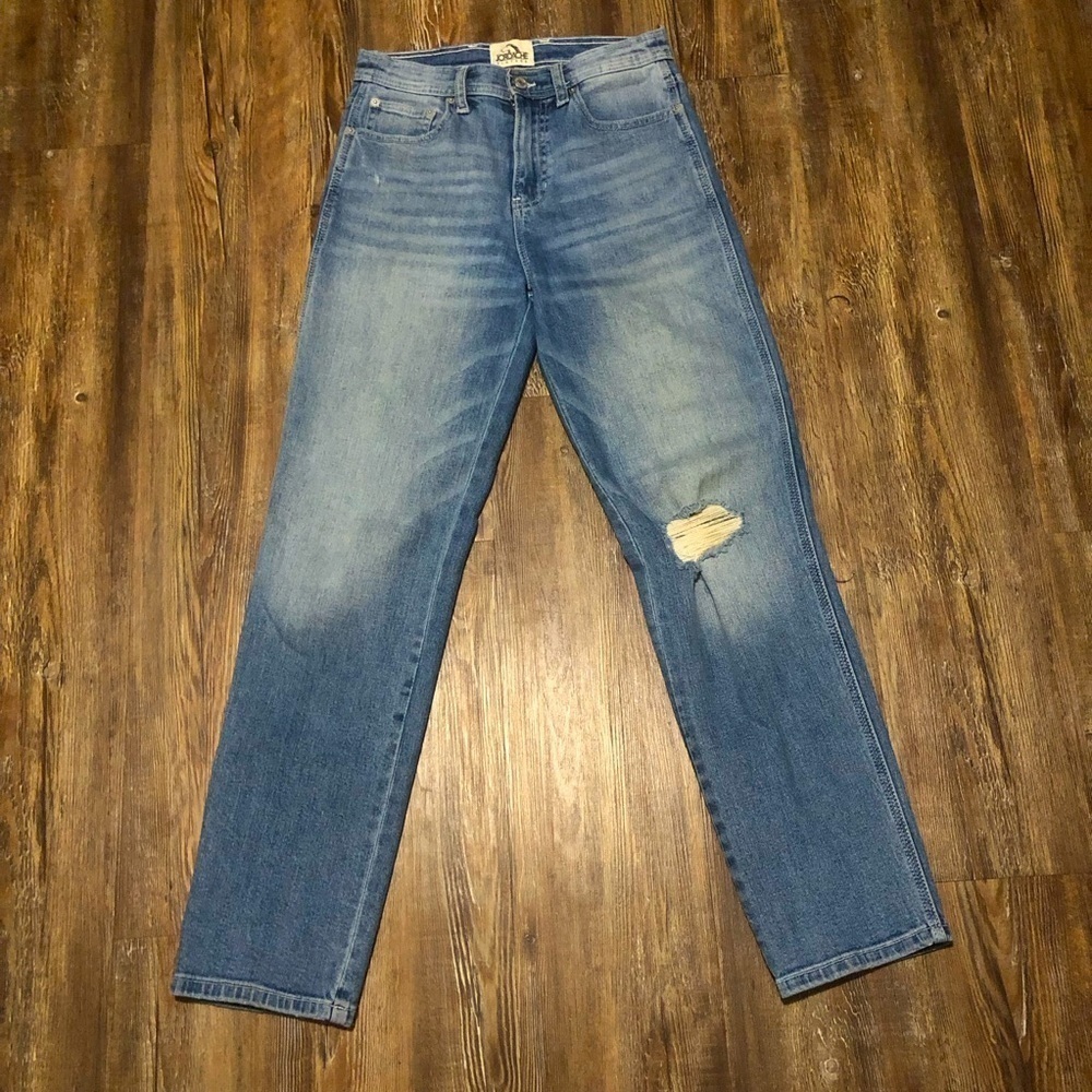 Jordache Jeans Women's 10 High Rise Straight Leg Distressed Denim Casual Stretch